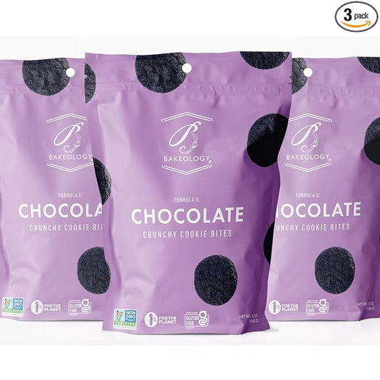 Bakeology Vegan Cookies- Chocolate Gluten Free Crunchy Mini Cookie Bites, Dairy Free, Non-GMO, 0g Trans Fat, Plant Based Dessert Sweets, Made with Coconut Oil & Pure Ingredients