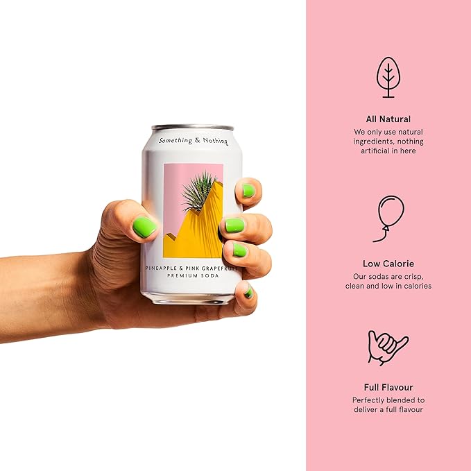 Something & Nothing Premium Soda Travelcase - Adventure | Pineapple & Pink Grapefruit, Ginger & Key Lime, Orange & Mandarin, Sicilian Lemon Iced Tea | Lightly Carbonated, Vegan & Low Calorie Sparkling Water | 12 Fl Oz Cans (Pack of 12)