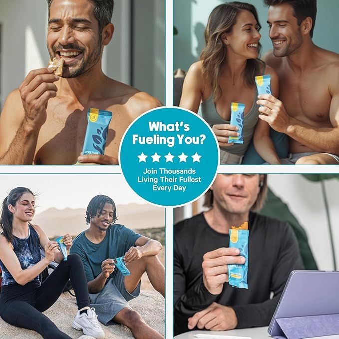 LyfeFuel Essential High Protein Bars | Meal Replacement, Vegan, 12g Plant-Based Low Carb Protein Bars for Intermittent Fasting - High Fiber, MCT Oil, 21 Organic Vitamins & No Sugar | 30 Servings | Lemon Ginger Tart