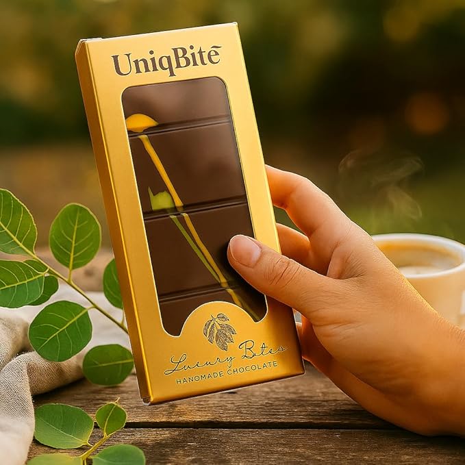UniqBite Dubai Chocolate Bar Pistachio, Crunchy Loaded Viral Knafeh Chocolate Bar with Pistachio Cream and Kataifi (3.5 Ounces)