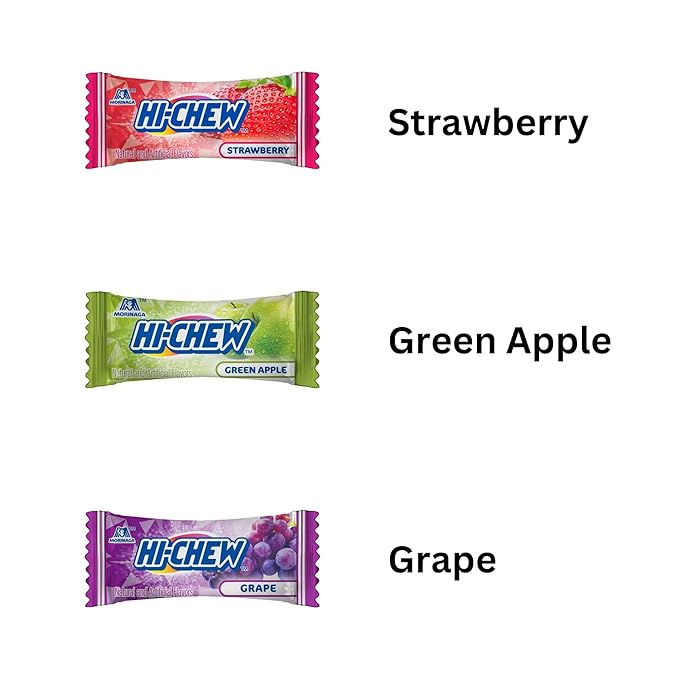 HI-CHEW Original Mix, 6 Bags, 3.53oz each - Strawberry Green Apple Grape - Unique Fun Soft & Chewy Candy - Immensely Juicy Fruity Candy Flavors - Individually Wrapped for Sharing