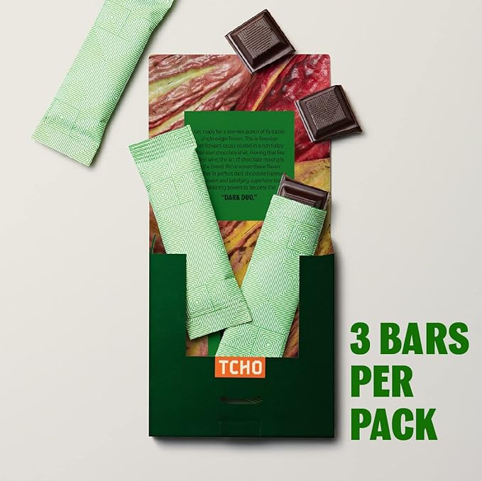 TCHO Dark Duo Dark Chocolate Bars (3 pack) | Single Origin, Plant Based, Organic & Fair Trade, | Non GMO, Non-Dairy, Vegan, Soy Free (2.5oz each)