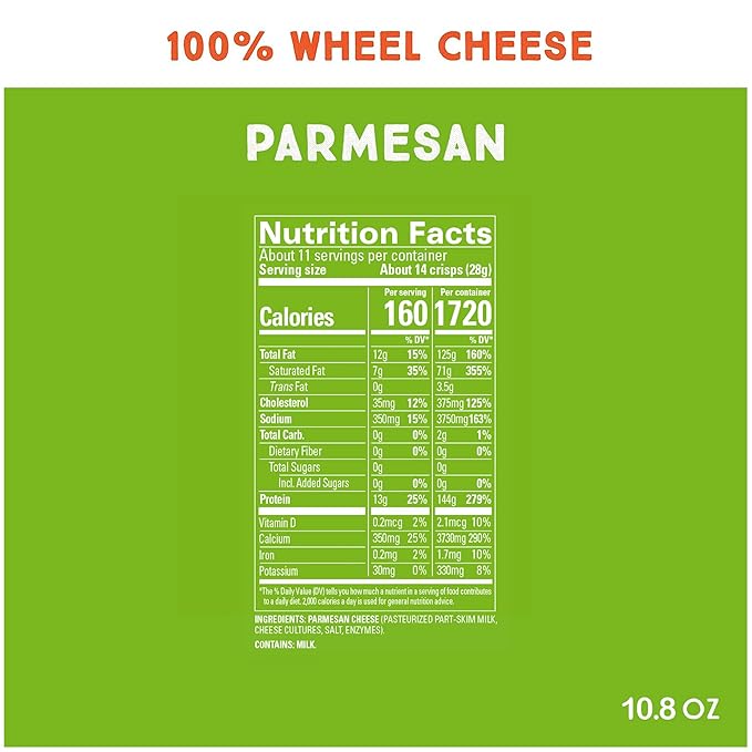 Whisps Cheese Crisps Parmesan Cheese | Protein Chips | Healthy Snacks | Protein Snacks, Gluten Free, High Protein, Low Carb Keto Food (6 Oz, 2 Pack)