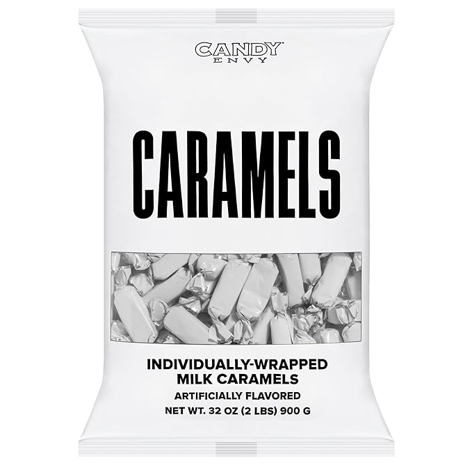 Candy Envy - Individually Wrapped Caramels - White Wrapper - 12 Bags (Casepack) Bulk White Candy