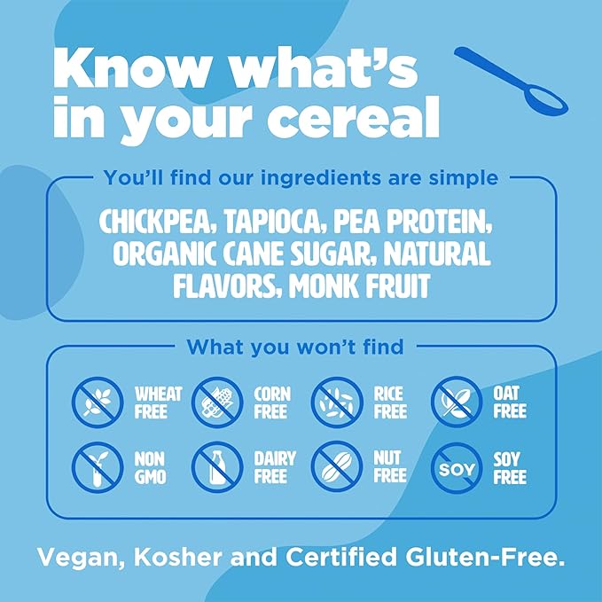 Three Wishes Grain-Free & Protein Cereal - Healthy, Low Sugar & Gluten-Free Breakfast Cereal - Low Carb, Plant-Based, Vegan & Non-GMO - Frosted, 6-Pack
