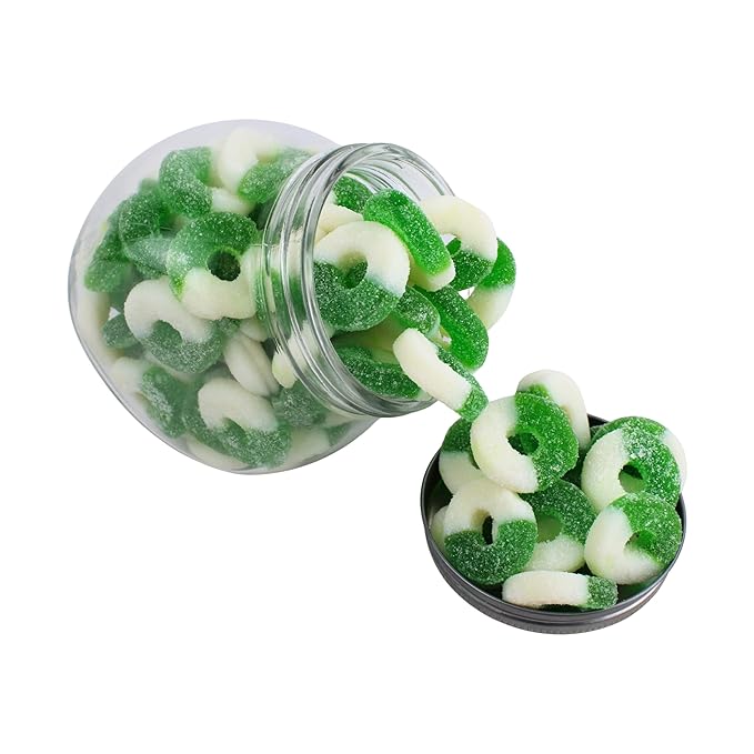Green Apple Gummy Rings Candy - Fresh, Soft, and Chewy Sugar Dusted Gourmet Green Apple Rings Gummy Candy, by Queen City Candy Cave (3 Pound)