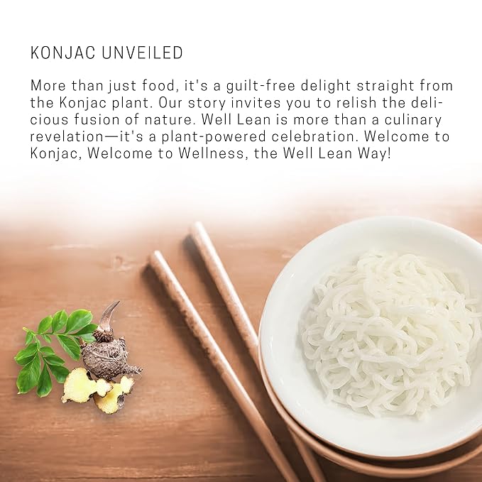 Well Lean Konjac Shirataki Noodles, 10-Pack, Gluten-Free, Keto-Friendly, Low Carb, Low Calorie, 100% Plant-Based, 5 Cal, 2g Carbs