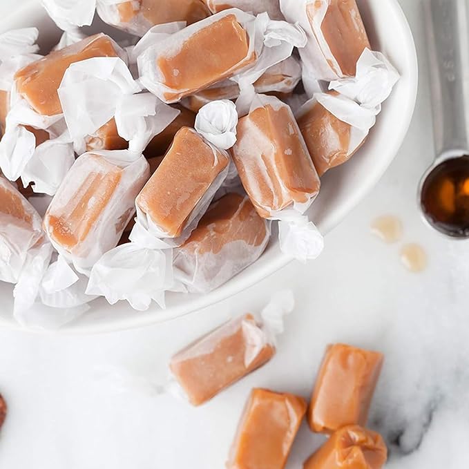 Taras Gourmet Vanilla Caramels | All Natural Candy | Creamy & Individually Wrapped with Real Butter (20 oz)