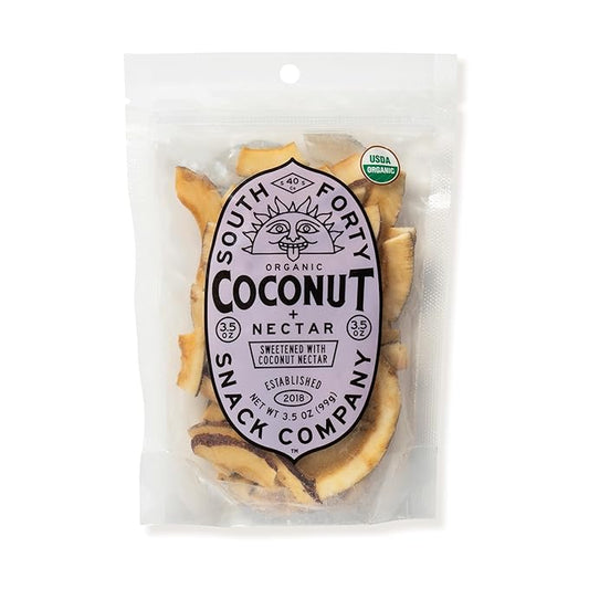 South 40 Snacks Organic Coconut Chips with Nectar, Just 2 Ingredient (3.5oz bag, pack of 4)