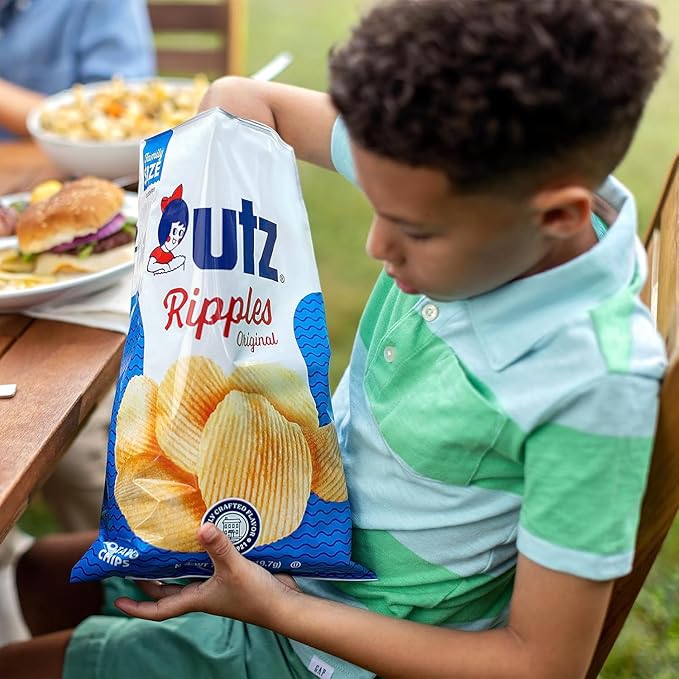 Utz Ripples Original Crispy Chips Made from Fresh Potatoes, 42 Count, Crunchy Individual Snacks to Go, Gluten Free Snacks, brand is Utz, variation theme is Flavor that is Ripples Original, Size that is 42 Count (Pack of 1).