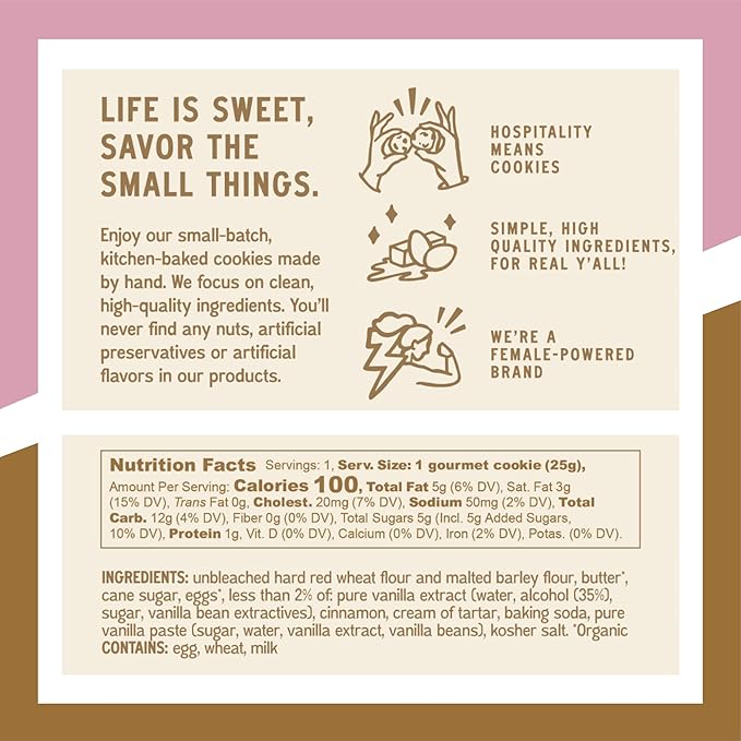 Bell's Reines Snickerdoodle Cookies, Soft Gourmet Small Batch, Healthy Snacks, Bakery Fresh Single Snack Packs, 6-Pack