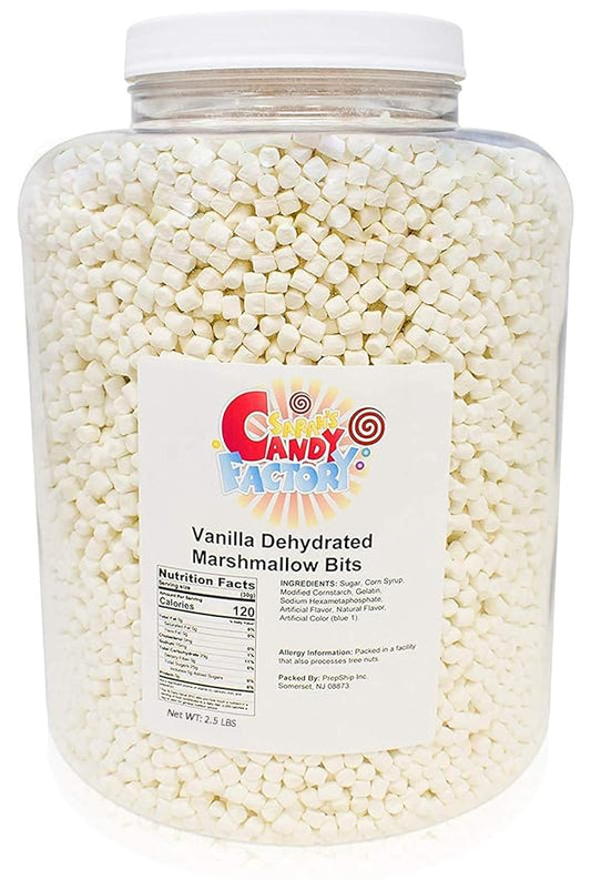 Sarah's Candy Factory Vanilla Mini Dehydrated Marshmallows in Jar - Mini Marshmallow Bits for Hot Cocoa 2.5 Lbs