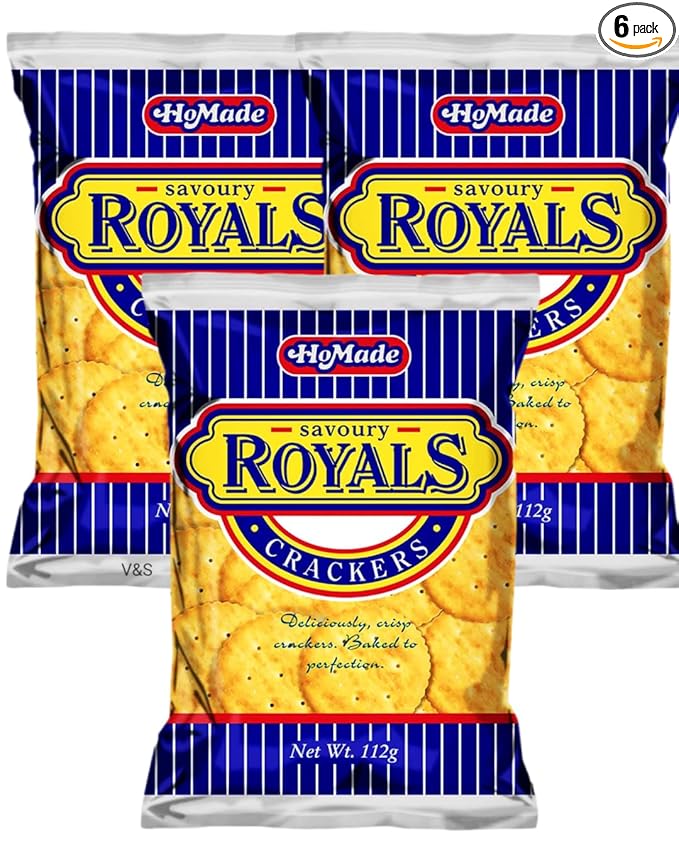 HoMade Savoury Royals Original Crackers, Jamaican Caribbean Snack, Crispy Crackers, 112g, Pack of 3