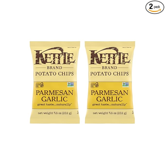 Kettle Brand Potato Chips Parmesan Garlic Kettle Chips, 7.5 Oz (Pack of 2)