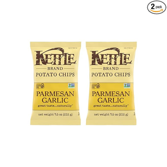 Kettle Brand Potato Chips Parmesan Garlic Kettle Chips, 7.5 Oz (Pack of 2)