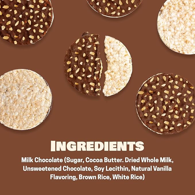 LIEBERS Thin Chocolate Rice Cakes, Kosher Certified Dairy and Dairy Free Options, Gluten Free Snack Pack Of 6 (Brittle Topped Milk Chocolate)