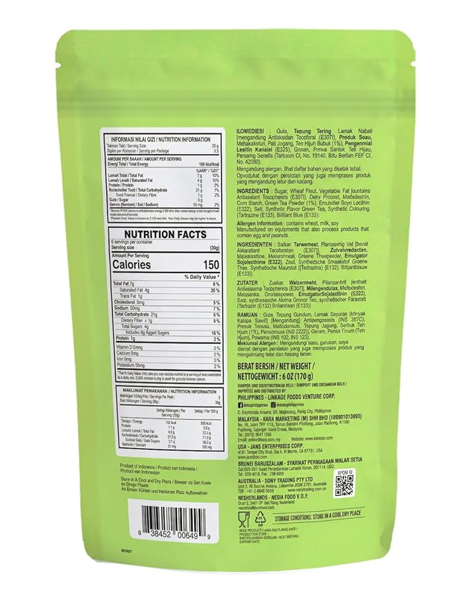 Deka Matcha Mini Wafer Bites Creme Filled Rolled Wafers, 7oz