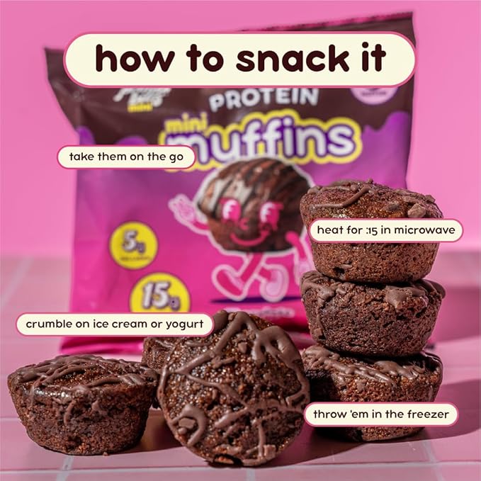 Prime Bites Minis - High Protein Muffin (12 Per Box, Chocolate Fudge) - 15g of Protein, 5g of Collagen, Gluten Free, Low Sugar Treat, Delicious Protein Snack