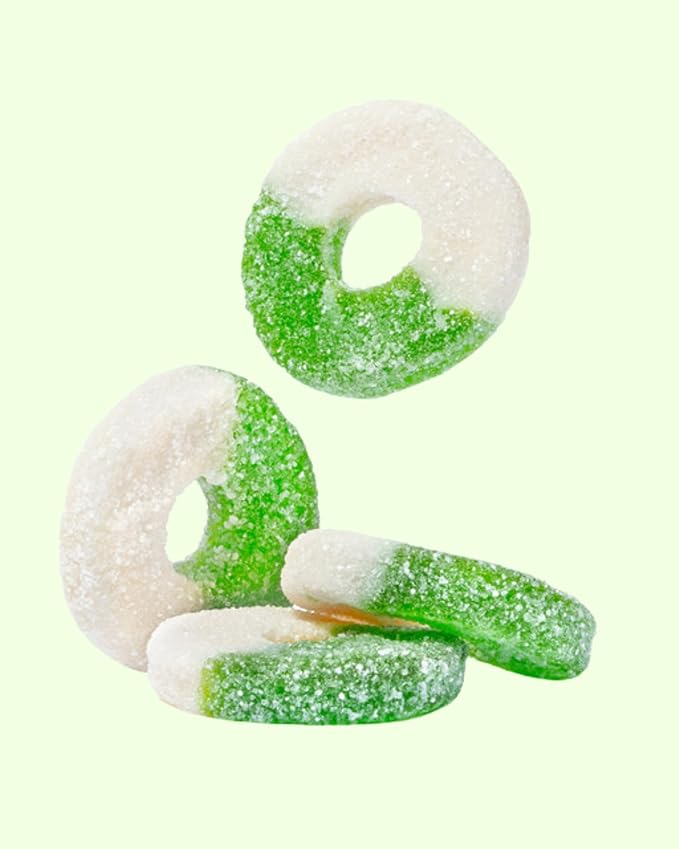 Green Apple Gummy Rings Candy - Fresh, Soft, and Chewy Sugar Dusted Gourmet Green Apple Rings Gummy Candy, by Queen City Candy Cave (2 Pound)