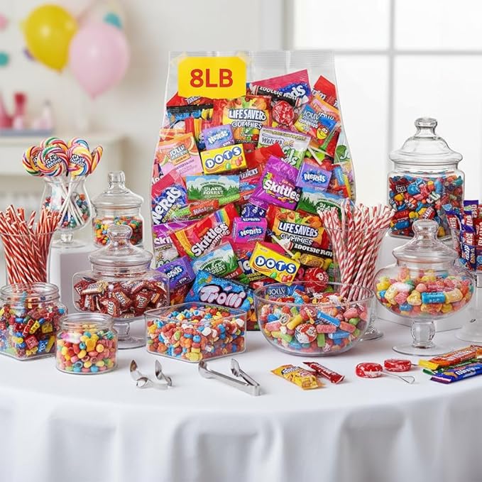 Assorted Candy Variety Pack – 8lb Bulk Candy Mix, Individually Wrapped Candies for Party Favors, Goodie Bags, Parades and Pinata Candies – 8 Pound Box of Candy