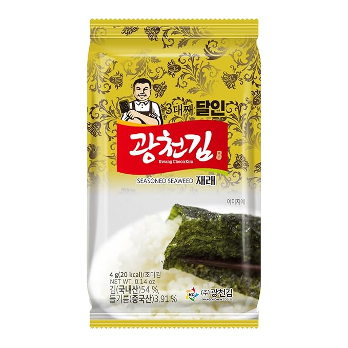 Kim Nori Gold Kim Roasted Seasoned Seaweed Snacks 4g ( 0.14 oz ) - 12 Packs Kim Nori Snack