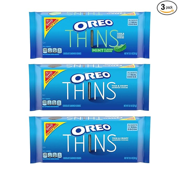 Oreo (ORMT9) Thins Flavored Creme and Thins Original Chocolate Sandwich Cookies Variety Pack, Oz Mint 39.3 Ounce