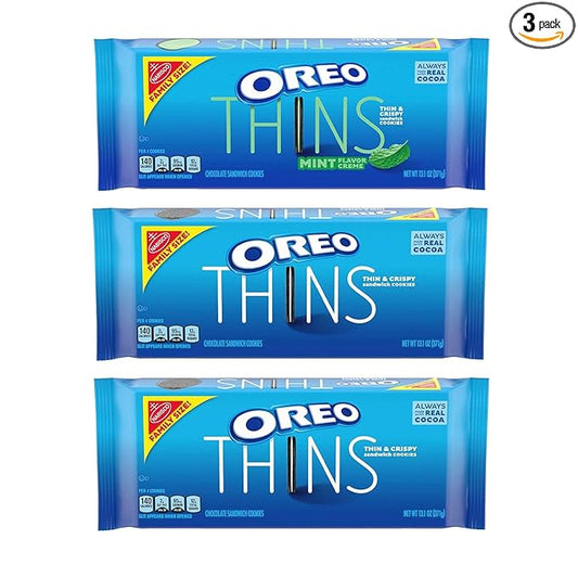 Oreo (ORMT9) Thins Flavored Creme and Thins Original Chocolate Sandwich Cookies Variety Pack, Oz Mint 39.3 Ounce