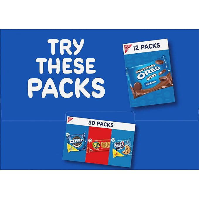 Nabisco Cookie Variety Pack OREO Mini, Nutter Butter Bites, CHIPS AHOY! Mini, 12 Snack Packs