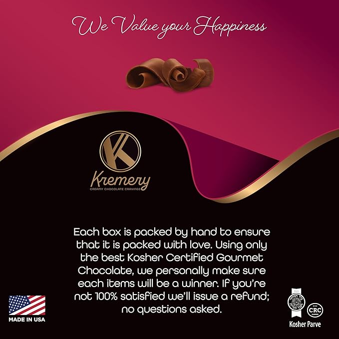 KREMERY Creamy Chocolate Cravings - Valentines Day Chocolate Covered Sandwich Cookies & Cream Gift Basket, in Elegant Gift Box (12 Cookies, Assorted Sweet Toppings) Sweet Treats, Kosher