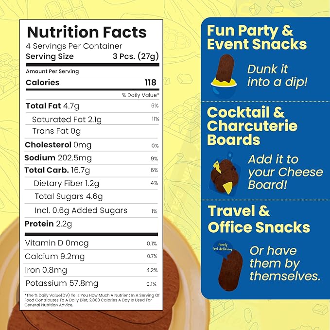 Disc-O Thins Whole Wheat Crackers - Crunchy Roasted Snack, High-Fiber & Low-Fat On-the-go Snack Chips, 72 pcs (Chocolate) - Healthy Family Travel Snack, Non-GMO - Great with Coffee, Tea or Fruit Dips