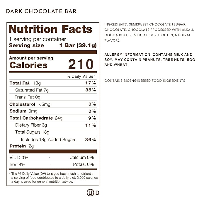 Ethel M Chocolates Premium Dark Chocolate Bars, Individually Wrapped Chocolate Candy Bars, for Gifting, Holidays & Everyday Indulgence (8 Pieces)
