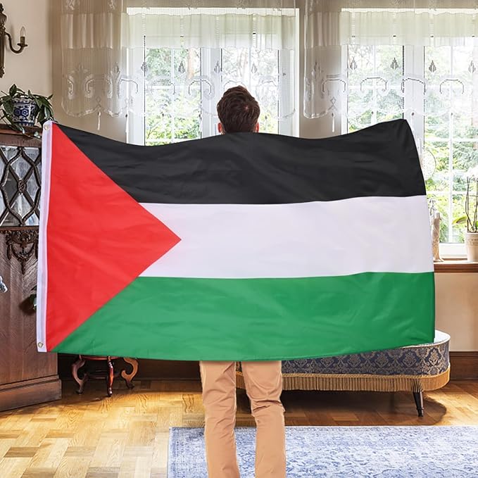 AhfuLife 2 Pcs Palestine Flag Palestinian flag 3 x 5 Ft, Large Palestine Flags for Outside, Double Side with Brass Eyelets for Independence Day Party, Olympic Party Decorations Indoor Outdoor