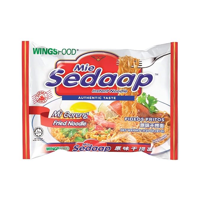 Mi Sedaap Mi Goreng Instant Stir Fry Noodles (Pack of 5) Original Flavor Asian Noodles – Halal Certified