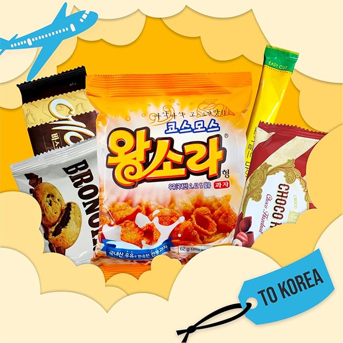 Journey of Asia Korean Snack Box 25 Count - Individually Wrapped Packs of Candy, Snacks, Chips, Cookies. Care Package Gift Box for Kids, Teens, Senior, Friends and Family