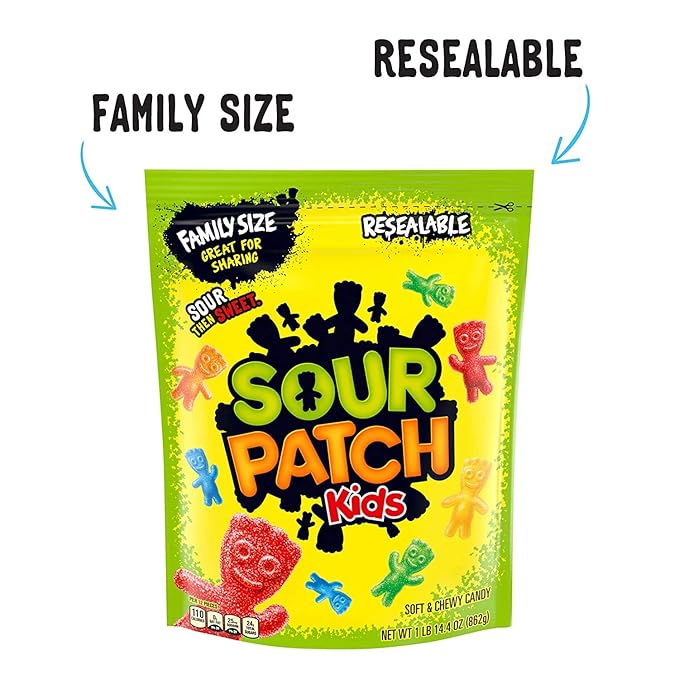 SOUR PATCH KIDS Soft & Chewy Candy, Family Size, 1 lb 14.4 oz