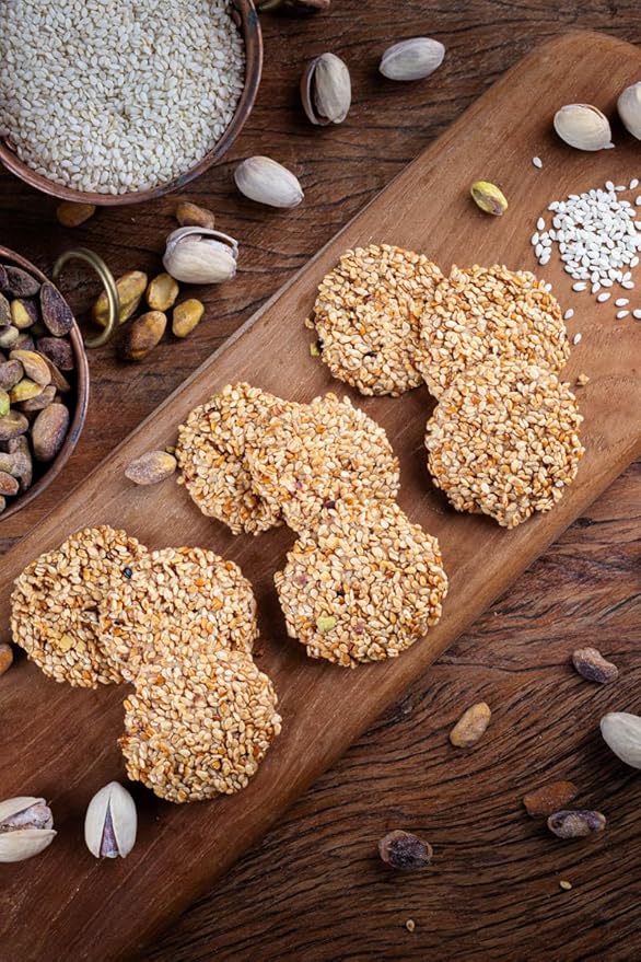 Snacklava Sesame Pistachio Crackers – 6 Pack (54 Pieces) | All-Natural, Handcrafted Gourmet Snack | 5g Protein per Pack | Perfect for Charcuterie, Cheese Pairings & Gifting