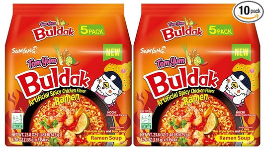 KF GOODIES Korean Ramen Variety Pack Gift Box (10 Count) – Spicy Buldak Noodle Assortment for Birthdays, College Care Packages, Office Snacks, and Gift Baskets