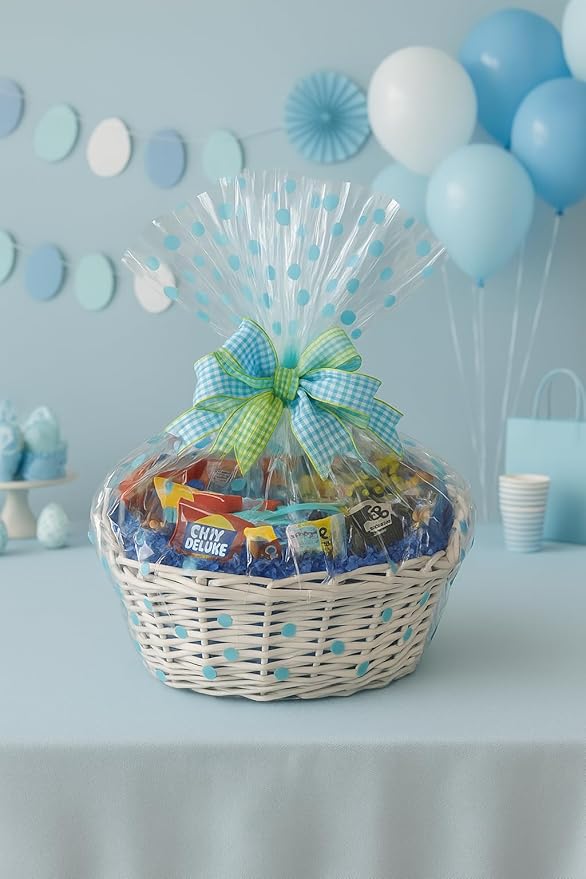 Handcrafted Gift Basket with Chocolates, Cookies, Snacks & Candy. Perfect for Birthdays, Sympathy, Holidays, Clients & Thank You Gifts (Executive: $199.99, Baby Boy)