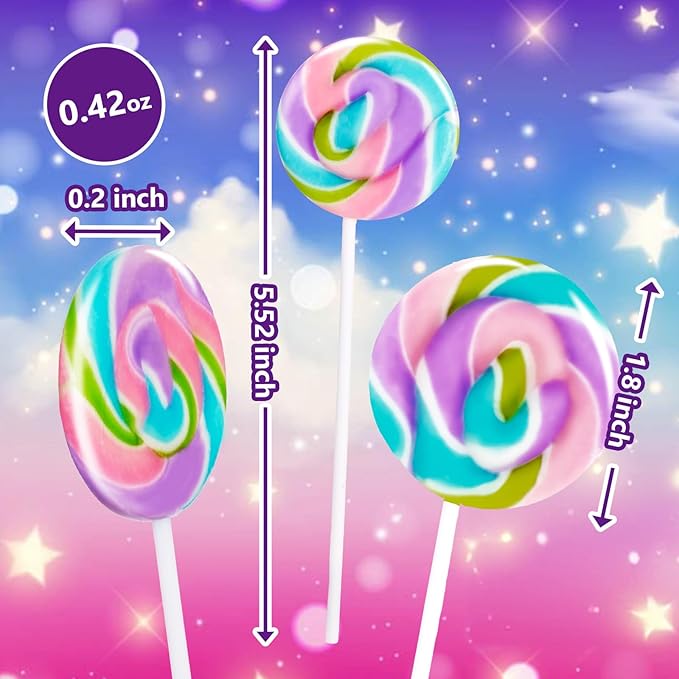 Rainbow Twisty & Swirl Lollipops 32pk, Mermaid Lollipops Candy Individually Wrapped Bulk, Unicorn Candy Swirl Lollipop Suckers, Unicorn Birthday, Blueberry Flavor