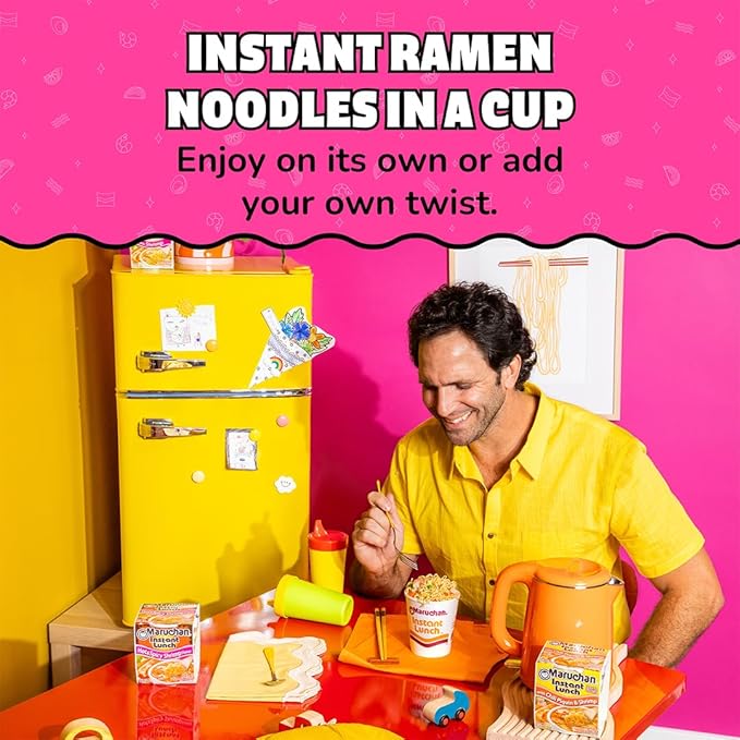 Maruchan Instant Lunch Ramen Noodles, Hot & Spicy Shrimp Flavor – Japanese-Style Instant Noodle Soup, Quick & Easy Meal – 2.25 Oz Cup, Pack of 12