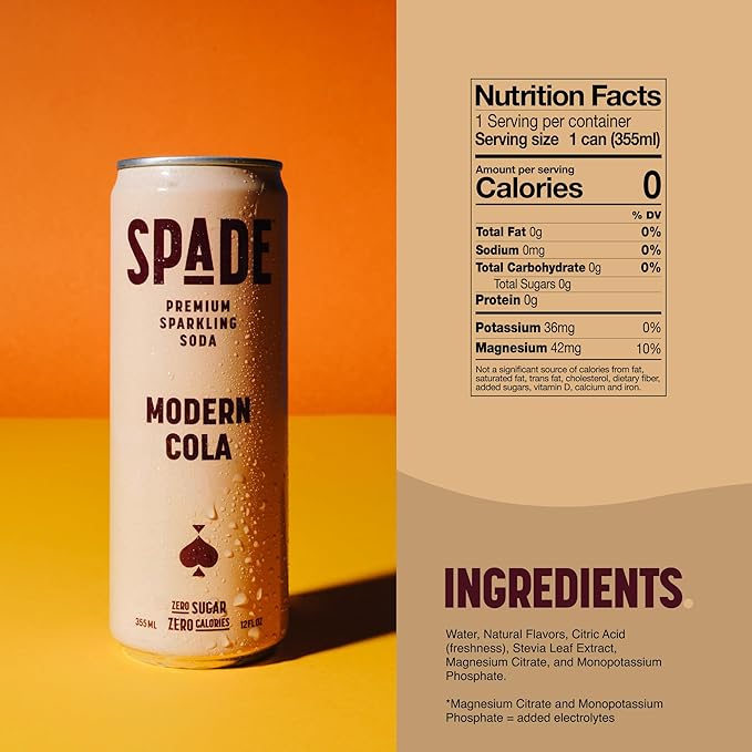 Spade Soda Nostalgic Variety 12 Pack, Premium All-Natural, No Sugar, No Calories, Electrolytes, Magnesium, Potassium, Healthy Non GMO, Sweet Quality Stevia, No Artificial Sweeteners, Great Taste, Bold Taste