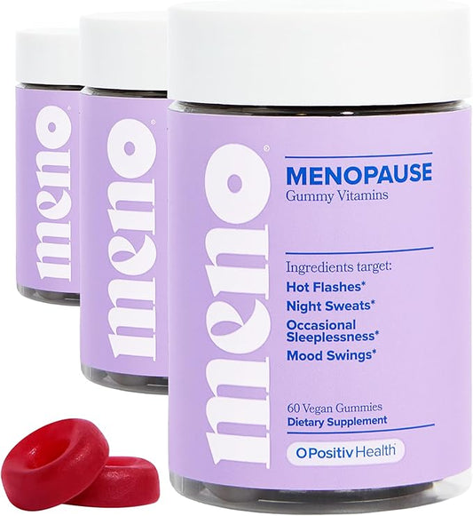 O Positiv MENO Gummies for Menopause, 30 Servings (Pack of 3) - Hormone-Free Supplements for Women with Black Cohosh & Ashwagandha KSM-66 - Helps Alleviate Hot Flashes, Night Sweats, & Mood Swings