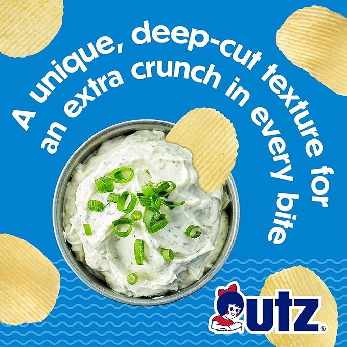 Utz Ripples Original Crispy Chips Made from Fresh Potatoes, 42 Count, Crunchy Individual Snacks to Go, Gluten Free Snacks, brand is Utz, variation theme is Flavor that is Ripples Original, Size that is 42 Count (Pack of 1).