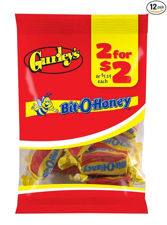 Gurley's Chewy Honey Almond Nougat, Classic Candy Variety, Individually Wrapped, Bulk Candy for Party Favors (Pack of 12)