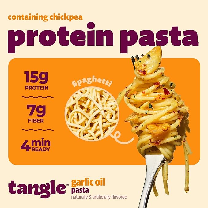 Samyang Tangle Garlic Oil Pasta | Instant Pasta | Mukbang | 15g of Protein | Linguine | 6g of Fiber | Chick Pea based | Easy Prep | Convenient | 4 Pack