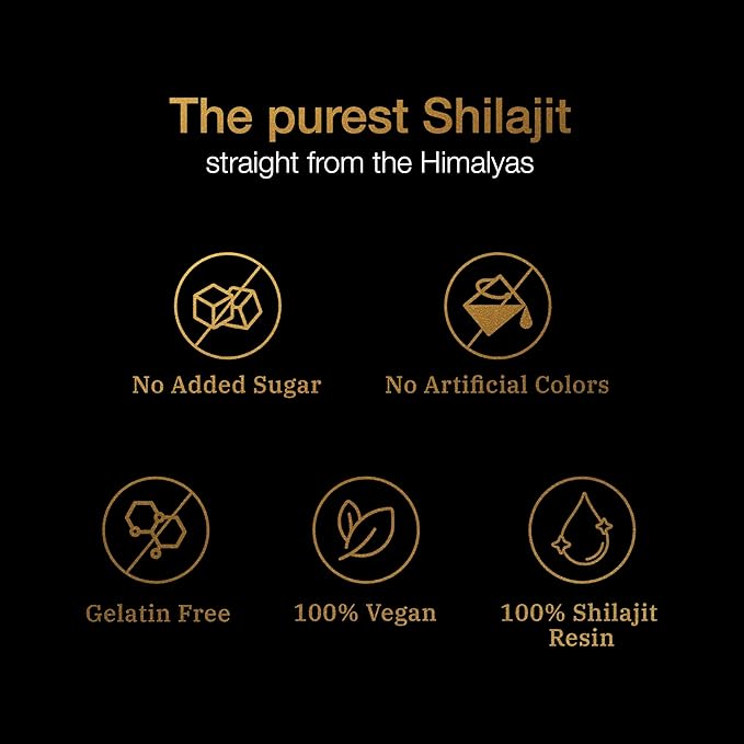 Be Bodywise Pure Himalayan Shilajit Gummies Gold I No Added Sugar I Ashwagandha, Gokshura| Fulvic Acid & 85+ Trace Minerals I for Men, Women I Non-GMO I 100% Natural & Organic I 120 Gummy I Pouch