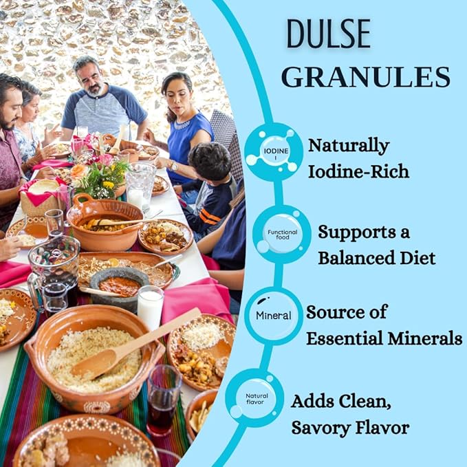 Aqua Veggies Organic Atlantic Dulse Flakes Granules 227Grams or 1/2 Lbs, Hand-Harvested, Sun-Dried Bay of Fundy