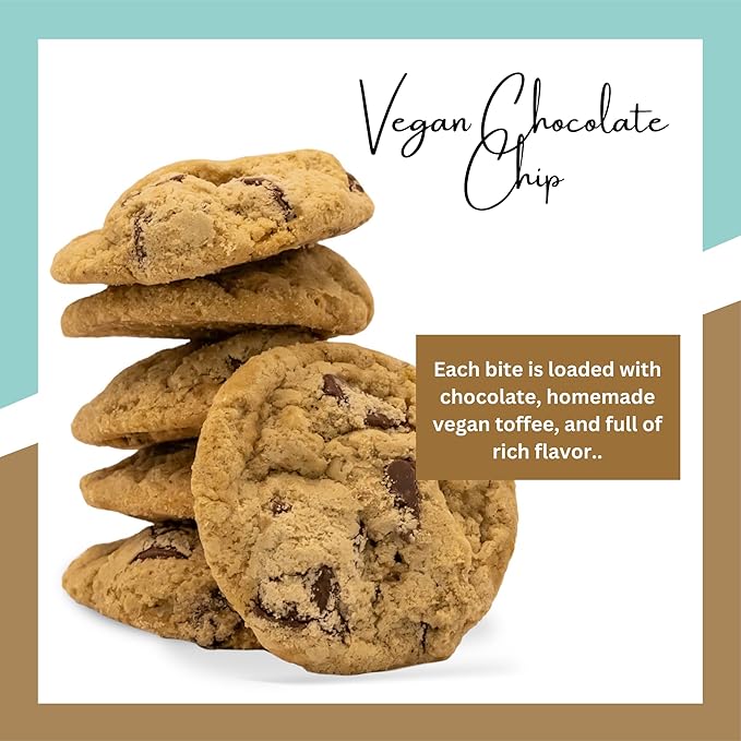 Bell's Reines Vegan Chocolate Chip Cookies, Soft Gourmet Small Batch, Healthy Snacks, Bakery Fresh 4 Cookie Snack Packs, 3-Pack