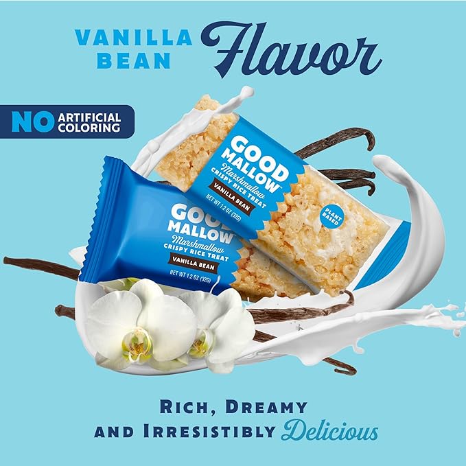 GoodMallow Vegan Rice Crispy Treats Individually Wrapped Box of 24 , Kosher Vegan Snacks, Gluten Free Dairy Free Snacks for Kids & Adults - Healthy Sweets Made with Gourmet Marshmallows , Made in USA -combo pack of all flavors