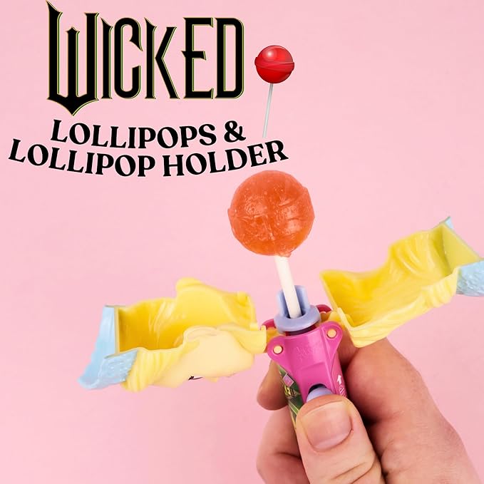 Wicked Glinda Pop Ups Heart Box, Two Lollipops with Character Holder, Valentine's Day Candy Gift, 0.84 Ounces